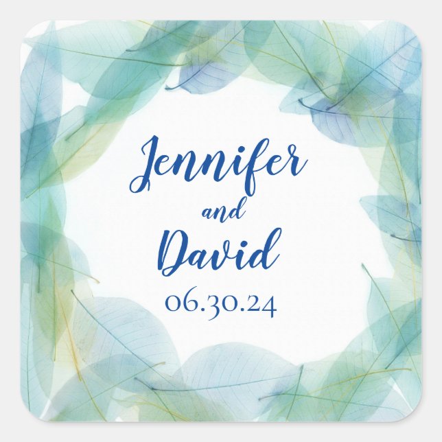 Pegatinas Personalizadas para Boda Diseño de Hoja  (Anverso)