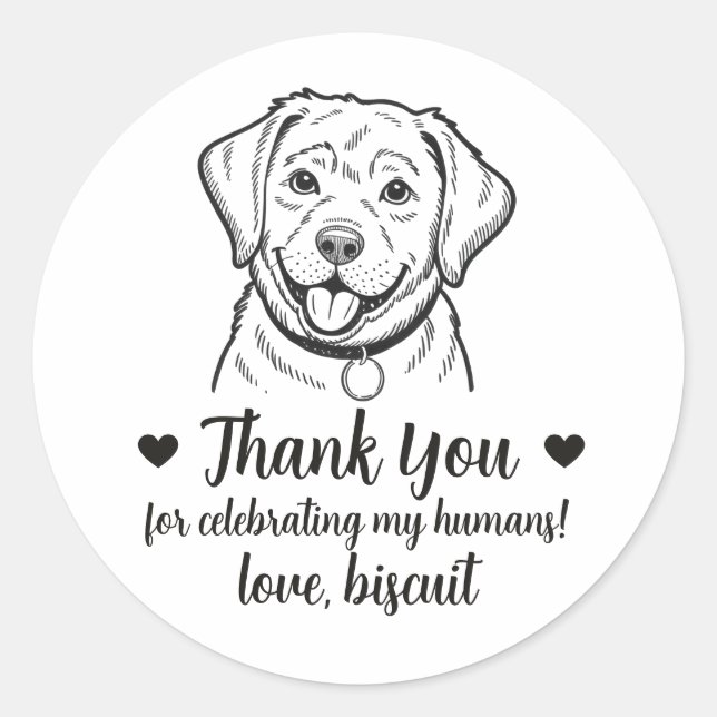 Pegatinas personalizadas para bodas con perro de l (Anverso)