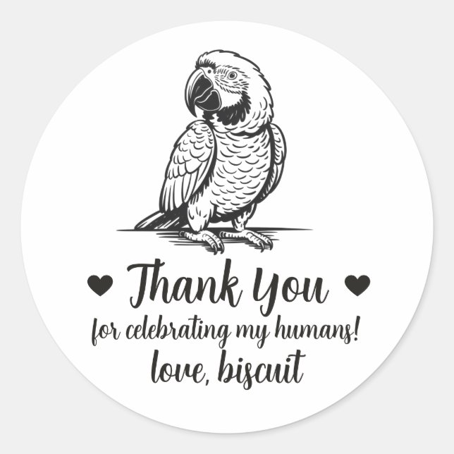 Pegatinas personalizadas para bodas de loro (Anverso)