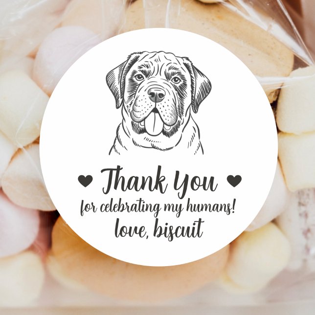 Pegatinas personalizadas para bodas de perro Mastí (Subido por el creador)