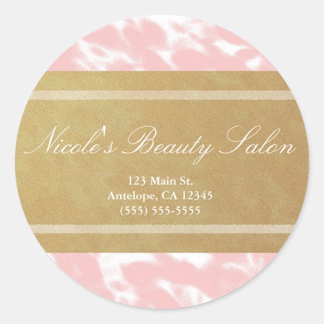 Pegatinas personalizadas Peachy Pink & Faux Gold C (Anverso)