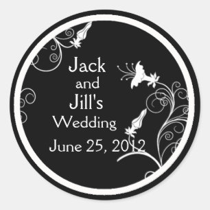 Pegatinas personalizado Art Deco en blanco y negro