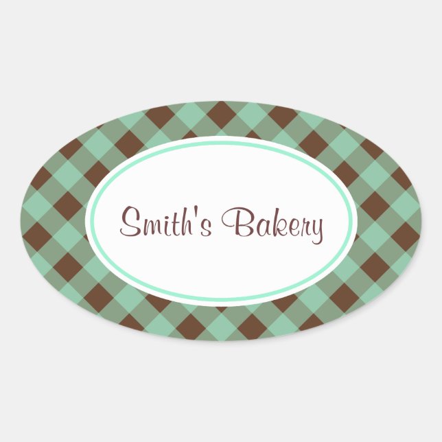 Pegatinas personalizado Mint Chocolate Gingham (Anverso)