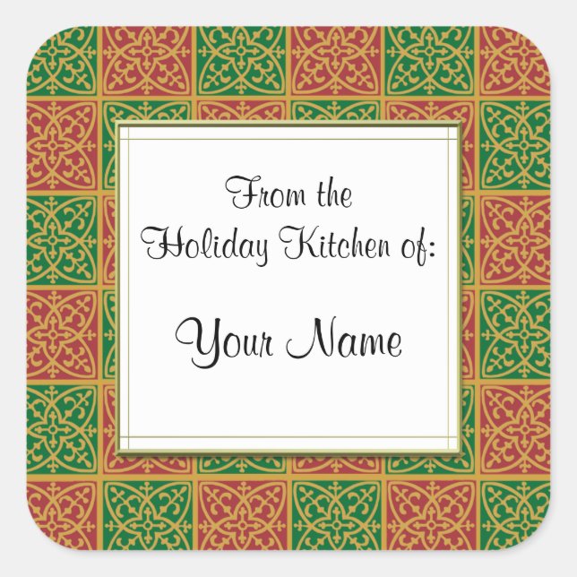 Pegatinas personalizado Red and Green Fleur de Lis (Anverso)