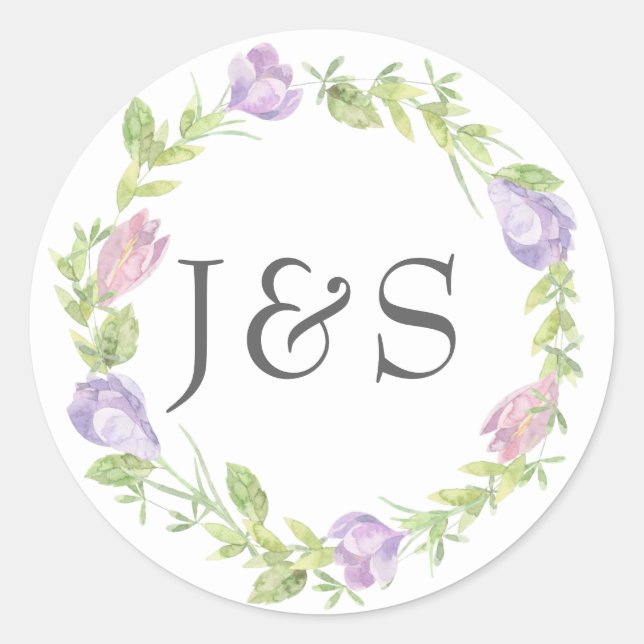 Pegatinas personalizados bodas de hojas de flores  (Anverso)
