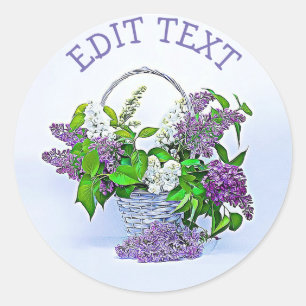 Pegatinas personalizados cesta Purple Lilacs