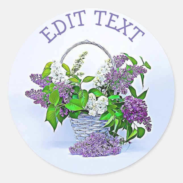 Pegatinas personalizados cesta Purple Lilacs (Anverso)