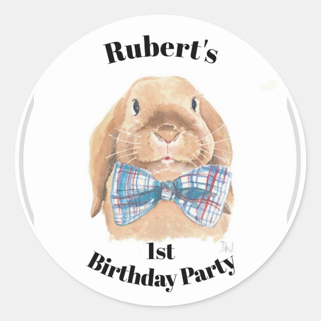 Pegatinas personalizados - Cumpleaños de un conejo (Anverso)