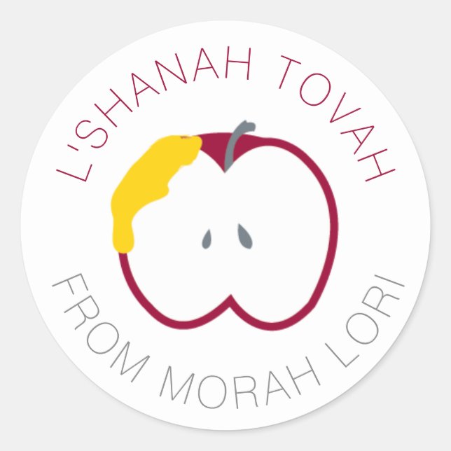 Pegatinas Personalizados de Apple y Honey Rosh Has (Anverso)