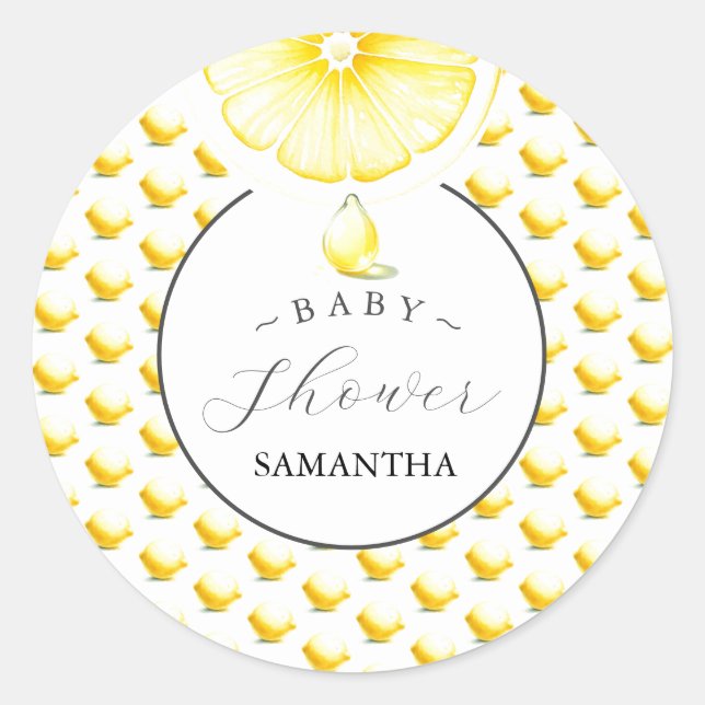 Pegatinas Personalizados de Baby Shower Lemon Drop (Anverso)