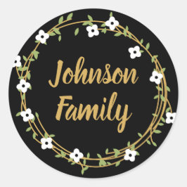 Pegatinas personalizados de Black and Gold Laurel 