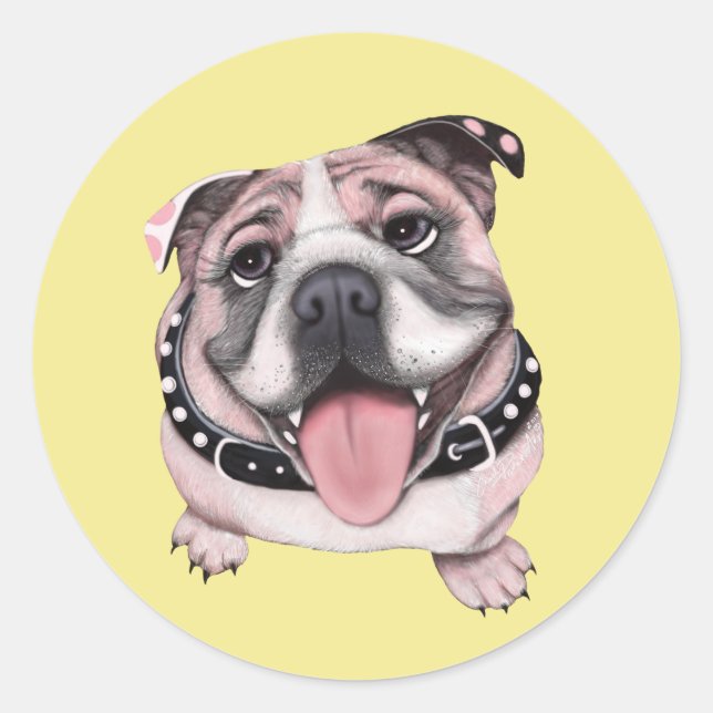 Pegatinas Personalizados de Bulldog rosa (Anverso)