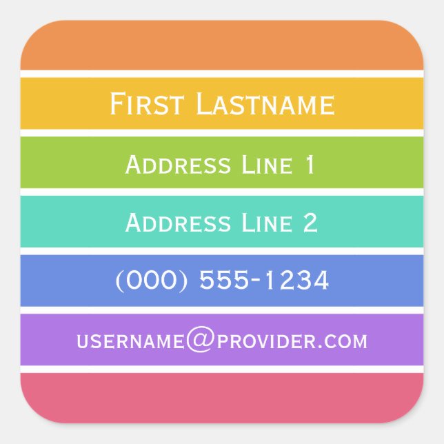 Pegatinas personalizados de colores arcoiris (Anverso)