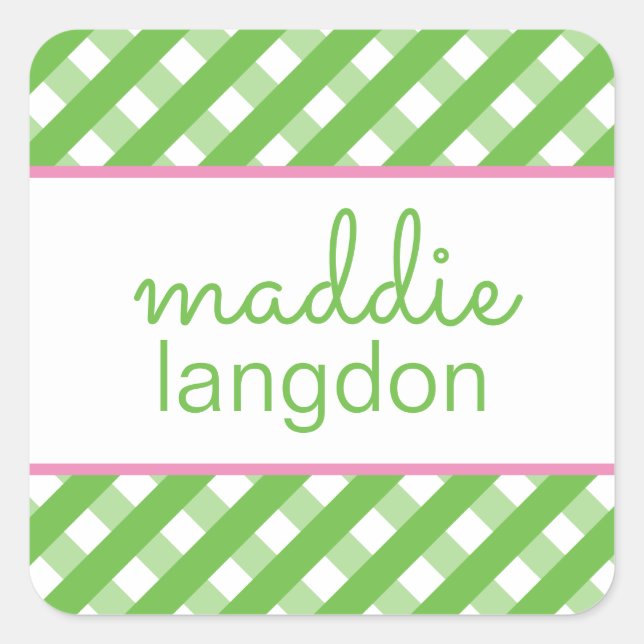 Pegatinas personalizados de Cute Gingham (Anverso)