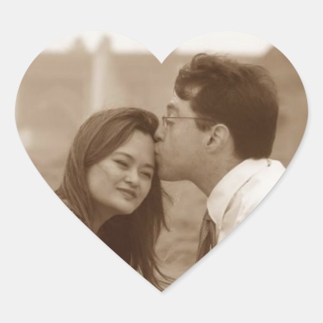 Pegatinas personalizados de fotografía del corazón (Anverso)