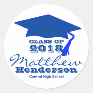 Pegatinas personalizados de graduación en azul y b