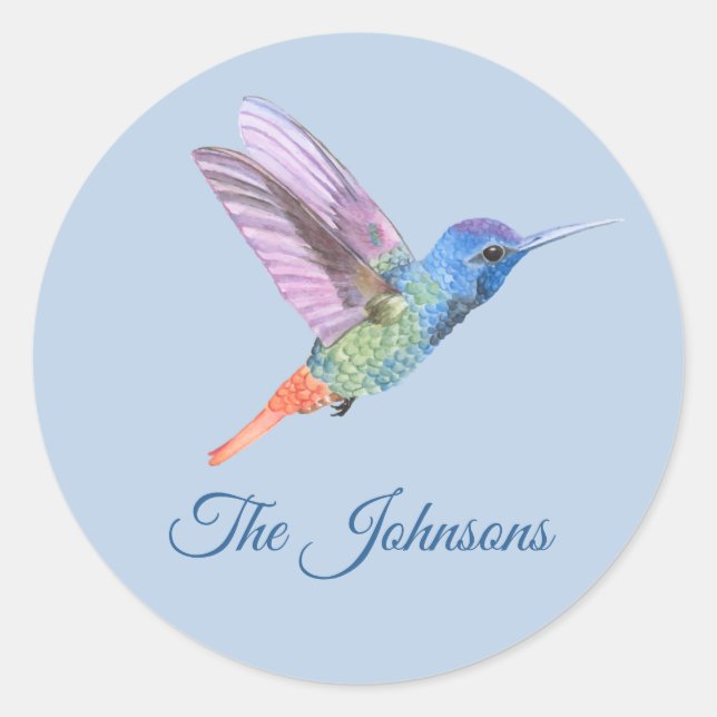 Pegatinas personalizados de Hummingbird Azul (Anverso)