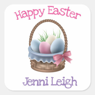 Pegatinas personalizados de la cesta de Pascua