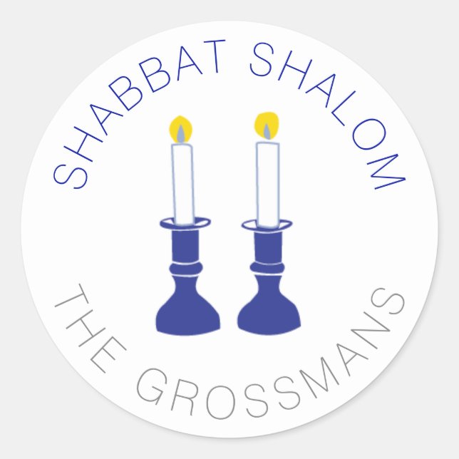 Pegatinas Personalizados de las velas de Shabbat S (Anverso)