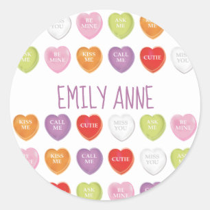 Pegatinas personalizados de los corazones de conve
