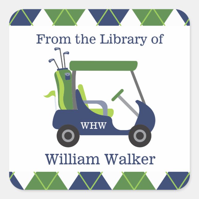 Pegatinas personalizados de Marina y Golf Verde (Anverso)