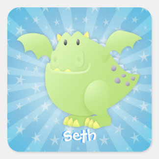 Pegatinas Personalizados de Monstruo Dragón Verde
