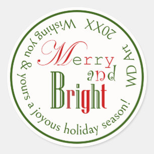 Pegatinas personalizados de navidad "Feliz y brill