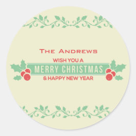 Pegatinas personalizados de navidad Red and Mint M