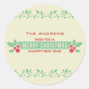 Pegatinas personalizados de navidad Red and Mint M
