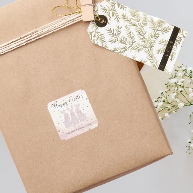 Pegatinas personalizados de Pascua para Conejitos (Personalized Lace Bunny Easter Stickers)