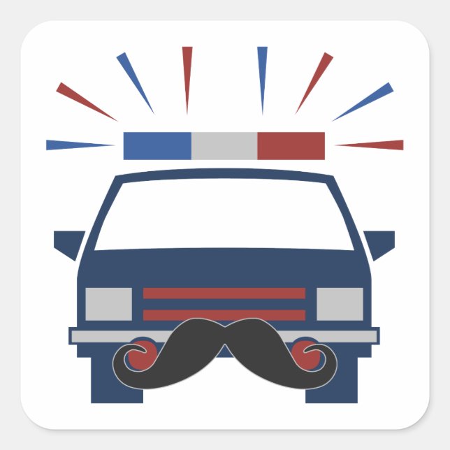 Pegatinas personalizados de policía de Mustache (Anverso)