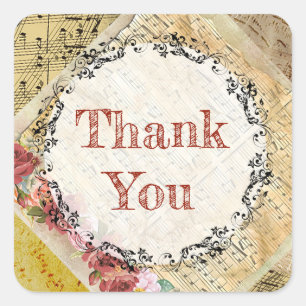 Pegatinas personalizados de Rosa de música de hoja