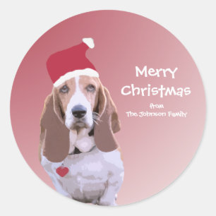Pegatinas personalizados de Santa Basset Hound