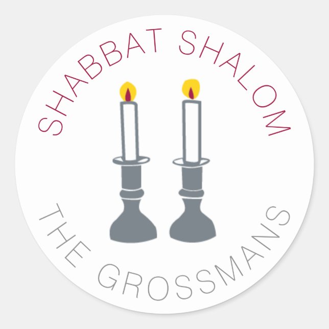 Pegatinas Personalizados de Shabbat Shalom Candles (Anverso)