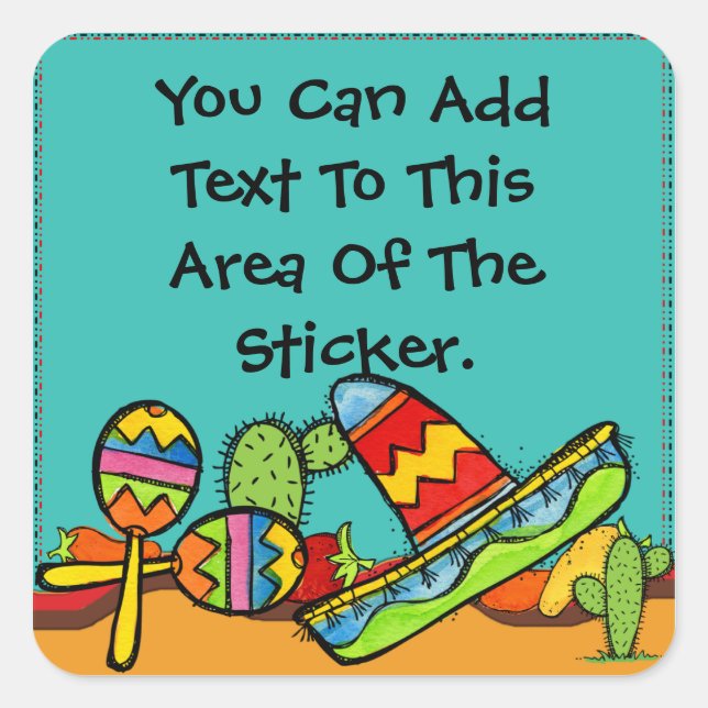 Pegatinas Personalizados de Sombrero y Maracas (Anverso)