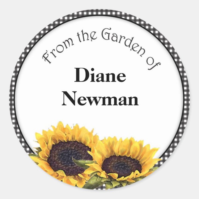Pegatinas personalizados de Sunflower Canning Jar (Anverso)