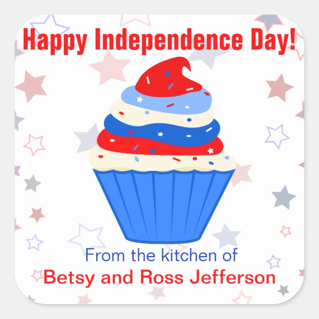 Pegatinas personalizados de torta roja, blanca y a (Anverso)