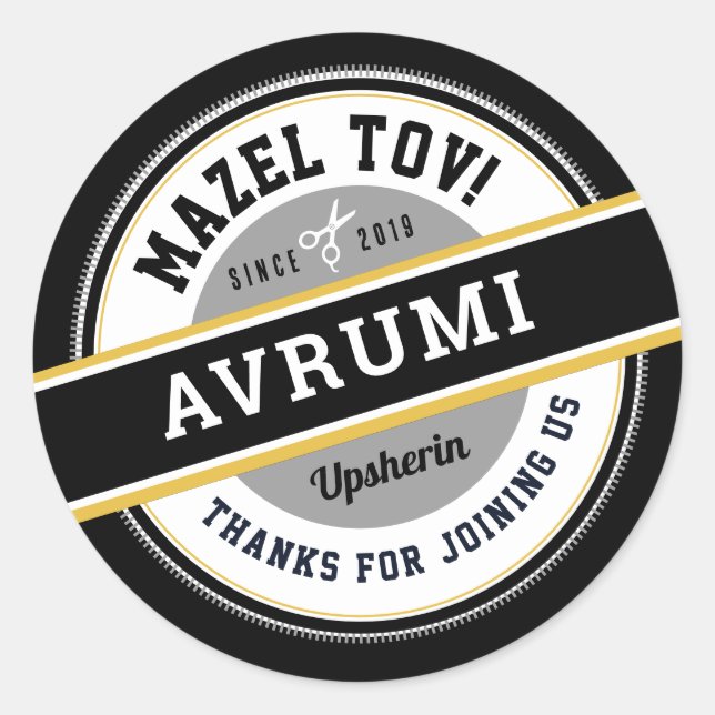 Pegatinas personalizados de Upsherin con nombre (Anverso)