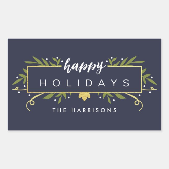 Pegatinas personalizados de vacaciones doradas (Anverso)