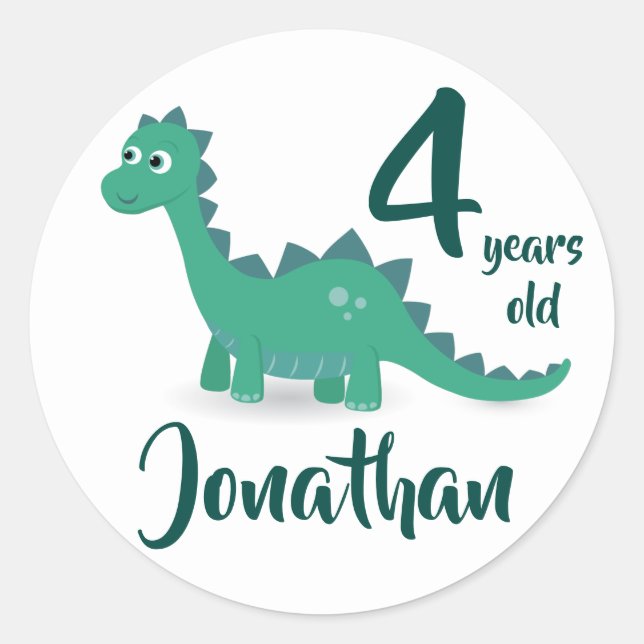 Pegatinas personalizados del cumpleaños de Dinosau (Anverso)