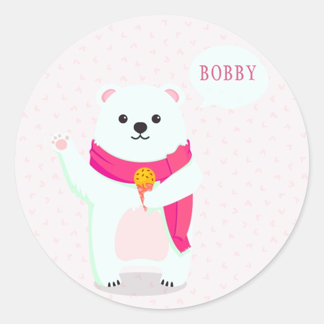 Pegatinas personalizados del oso polar lindo (Anverso)