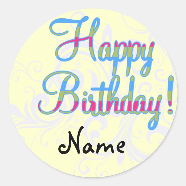 Pegatinas personalizados Felices Cumpleaños (Anverso)