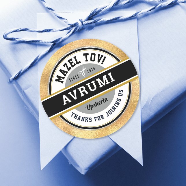 Pegatinas personalizados Gold Upsherin con nombre (Subido por el creador)