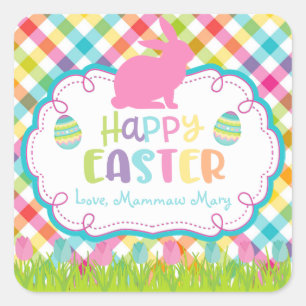 Pegatinas personalizados Pascua felices de la tela