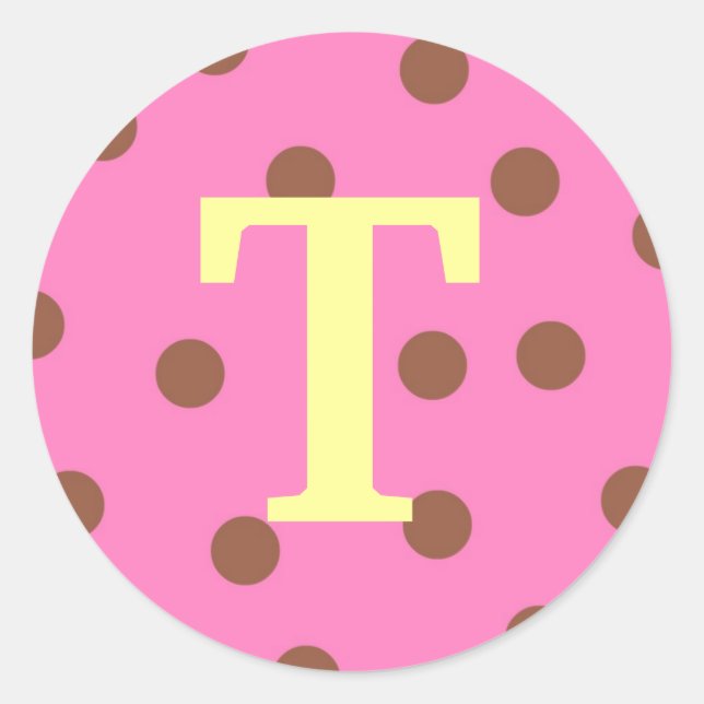 Pegatinas Pink Brown INITIAL "T" - Personalizar (Anverso)