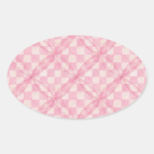 Pegatinas PINK CHECK QUILE Oval