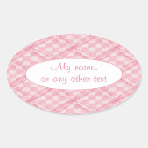 Pegatinas PINK CHECK QUILT Oval Matte