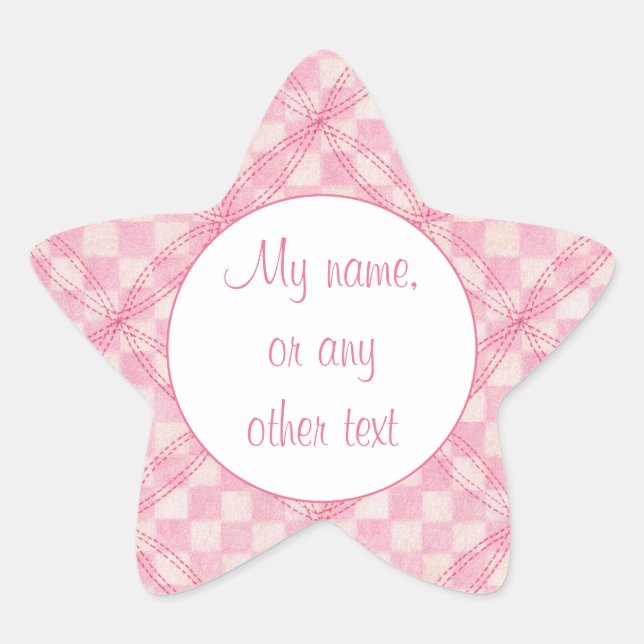 Pegatinas PINK CHECK QUILT Star Matte (Anverso)