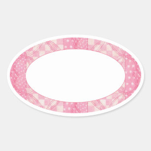 Pegatinas PINK HEART QUILT Oval Matte