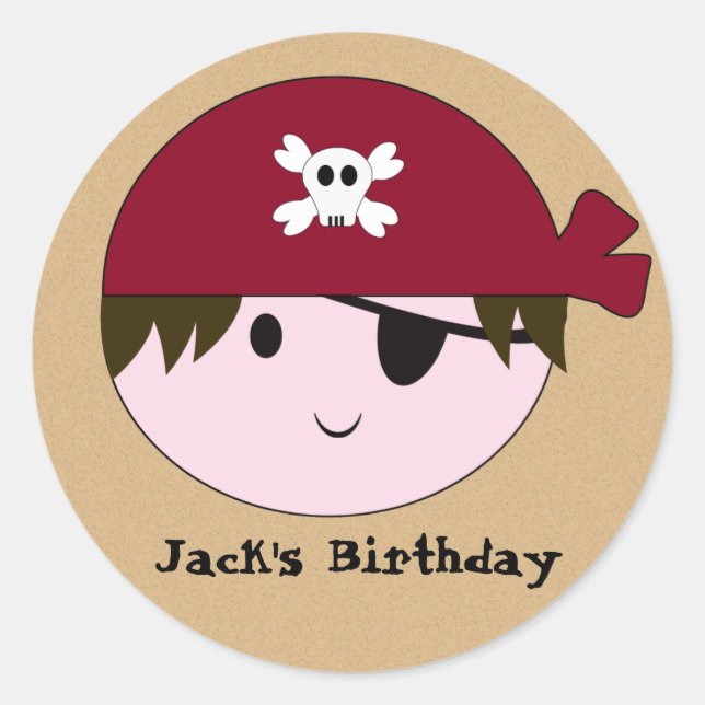 Pegatinas piratas de cumpleaños del Personalizado  (Anverso)